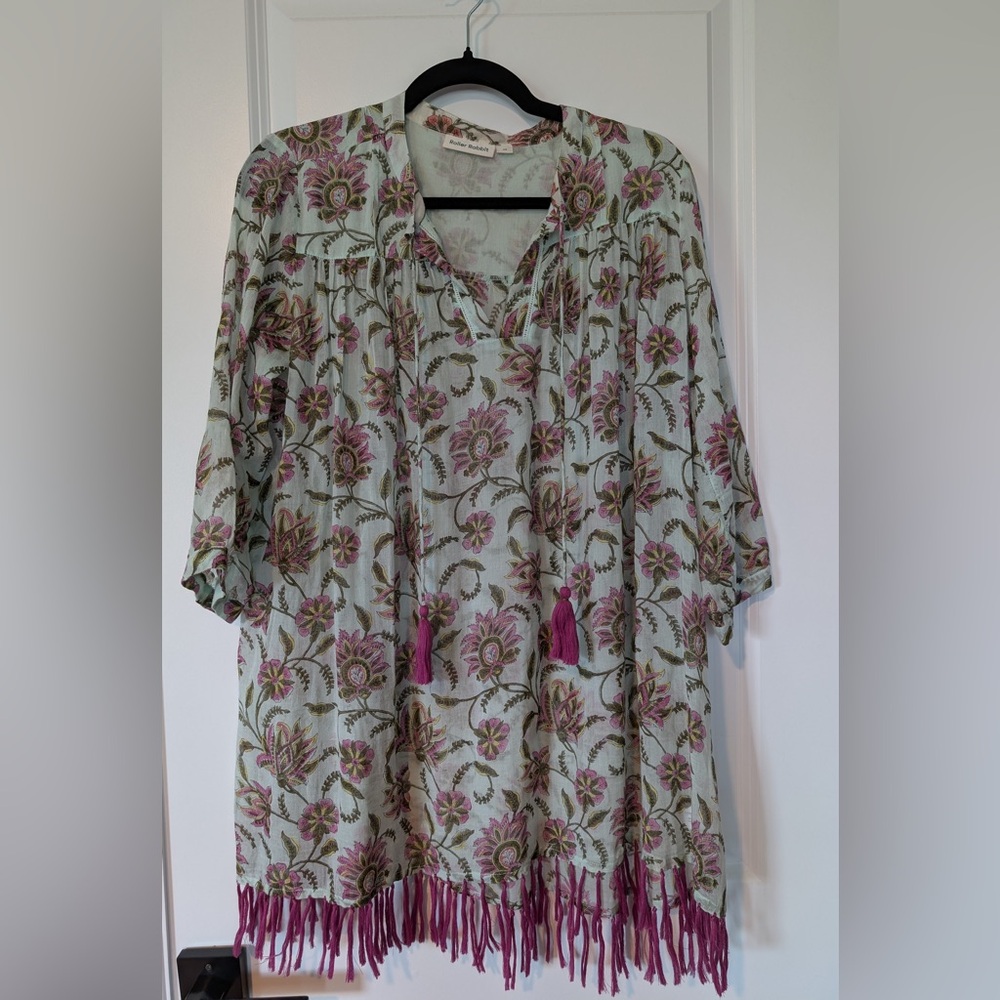 Roller Rabbit Serafina Floral Tunic Top Cover Up Swim Dress Size XS